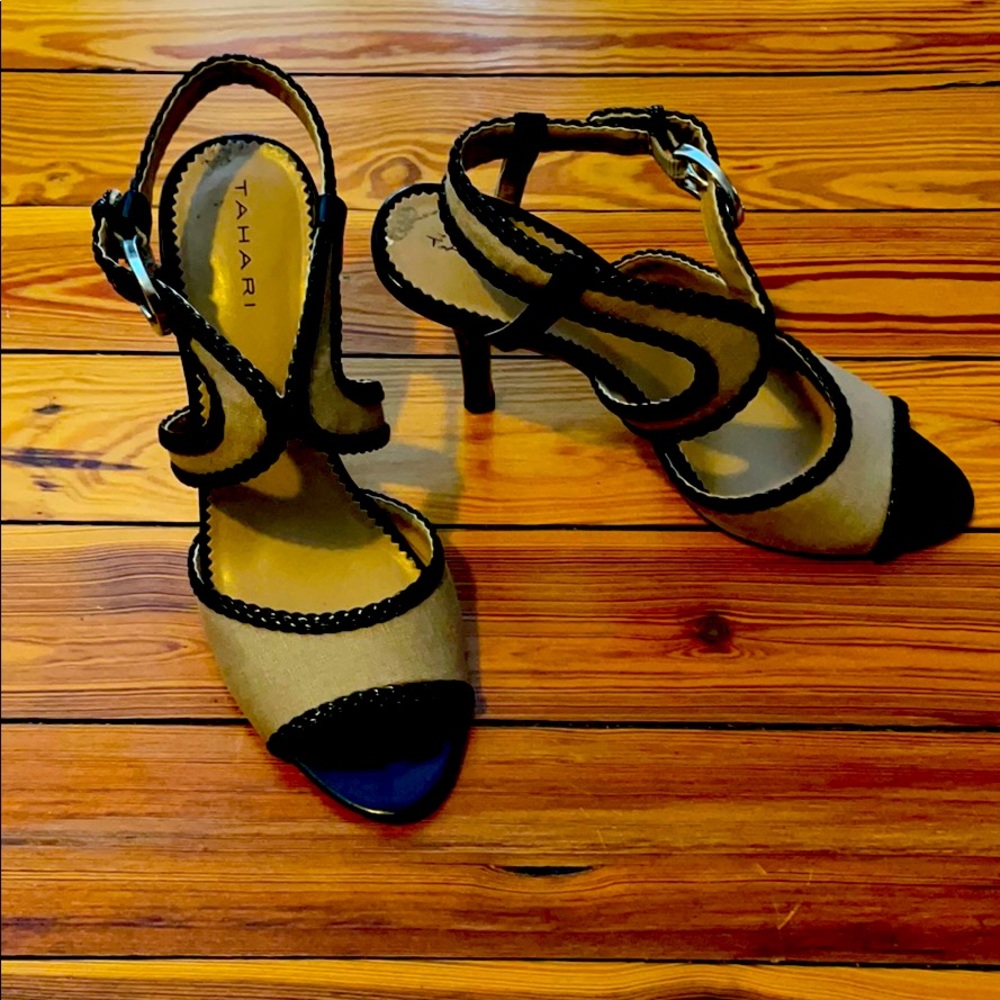 Tahari Linen Lima Heel Sandals